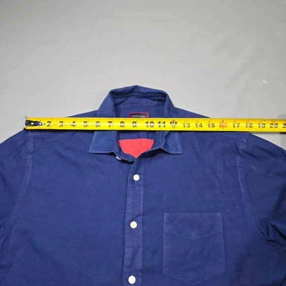 UNTUCKit Button Down Shirt Medium Blue Quagliano-Red Long Sleeve Cotton - Picture 8 of 9